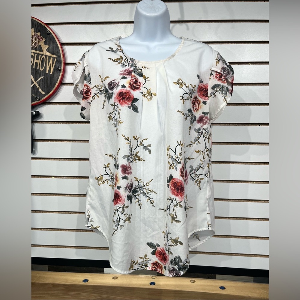White floral blouse size large - Picture 2 of 6